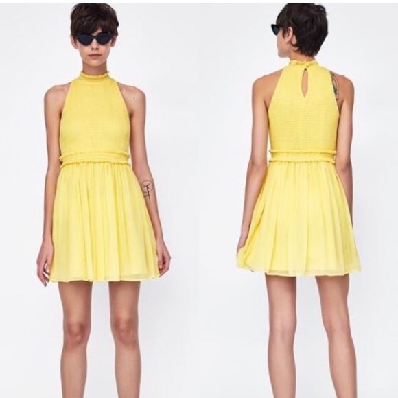 Zara Dresses & Skirts - {Zara} Sleeveless Yellow Crepe Mini Dress ~ Size Small